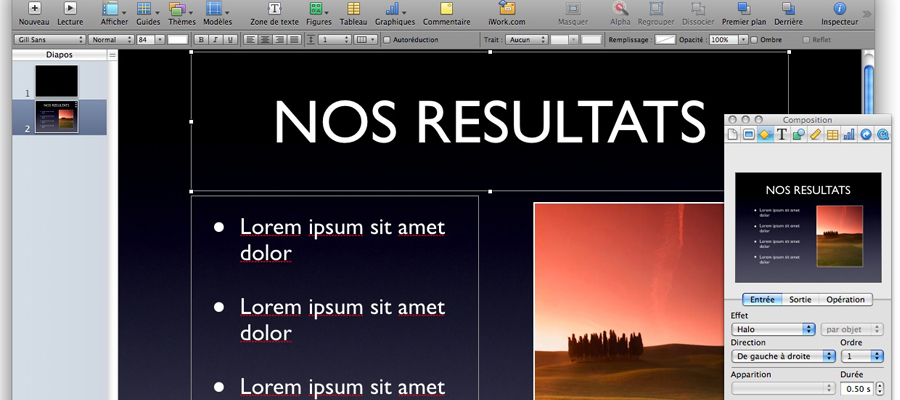 présentation sur Mac